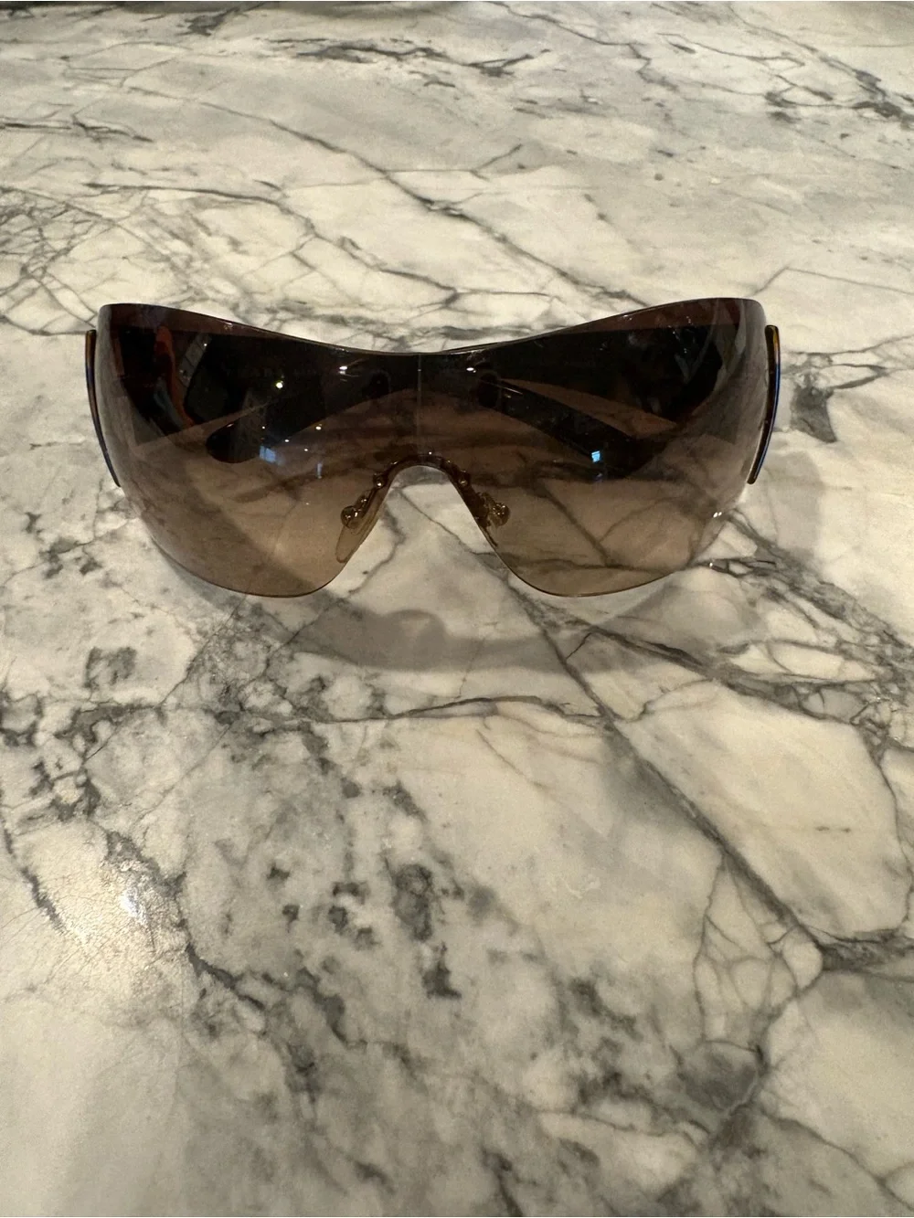 Prada Tortoiseshell Shield Sunglasses with Brown Gradient Lenses